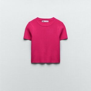 zara hot pink knit top